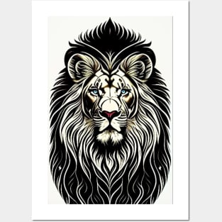 Male Lion Head Ink Stamp Posters and Art